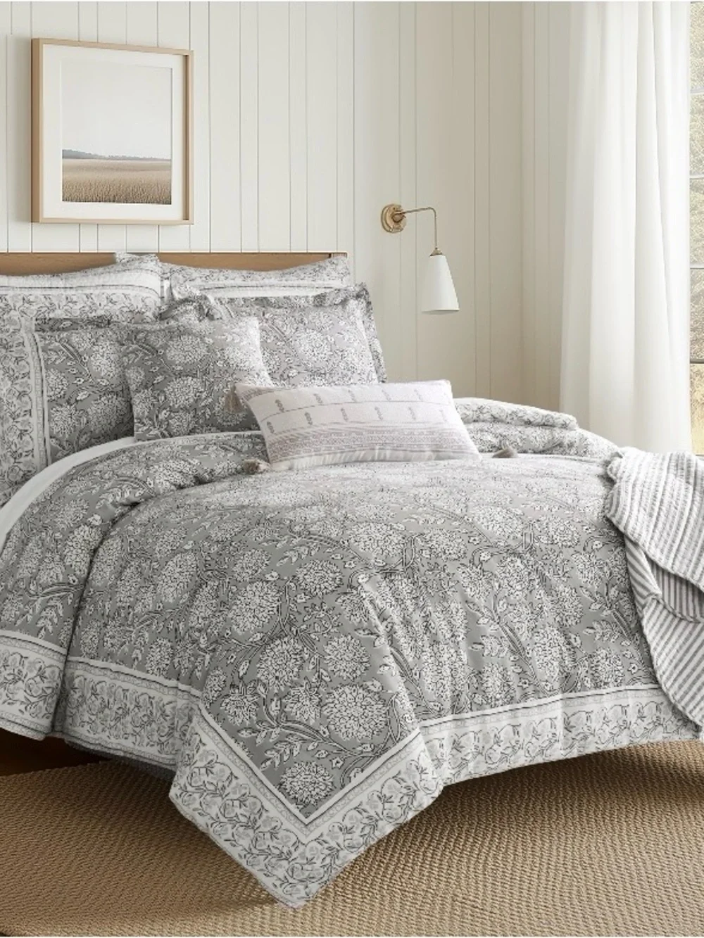 Levtex Home Adare Grey Duvet Cover Set -3 Piece 90x94 100% Cotton